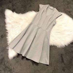 Grey fit and flare sweater dress